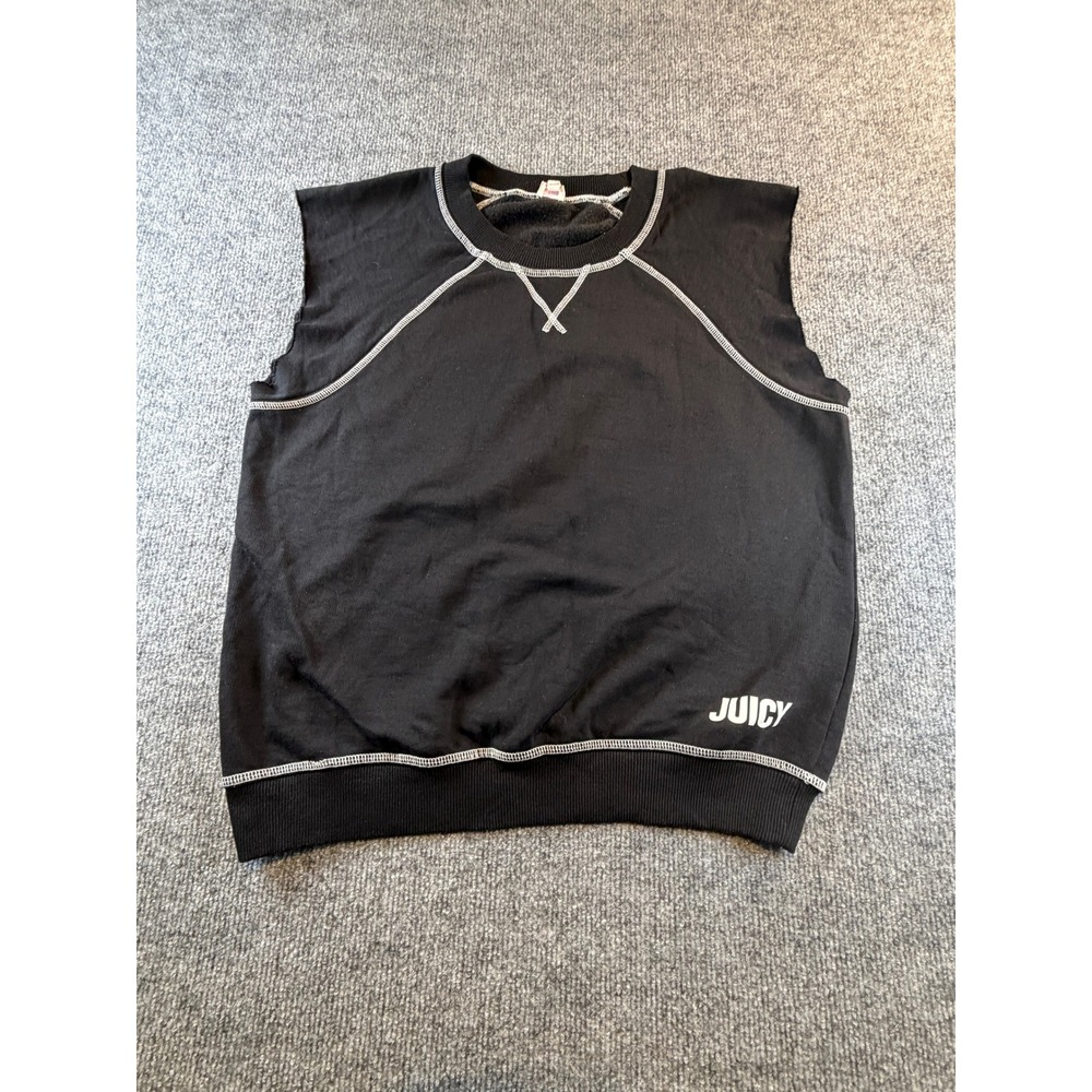 Juicy by Juicy Couture Black Sleeveless Sweatshirt Contrast Stitch Medium